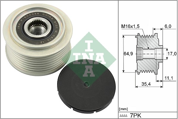 INA Alternator Freewheel Clutch 535020410 Fits SAAB