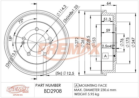 Brake Drum FREMAX BD-2908