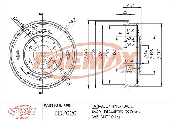 Brake Drum FREMAX BD-7020