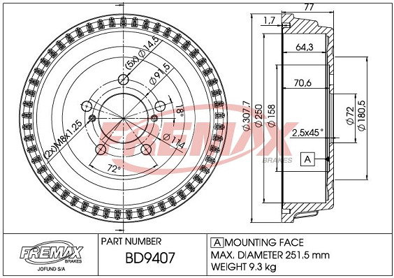 Brake Drum FREMAX BD-9407
