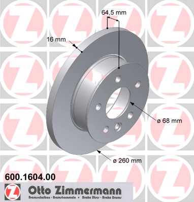 Brake Disc ZIMMERMANN 600.1604.00