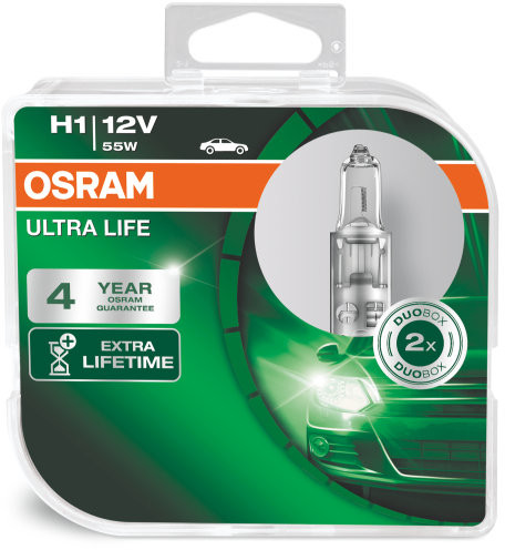 Halogenlampa OSRAM ULTRA LIFE 12V H1 55W X2