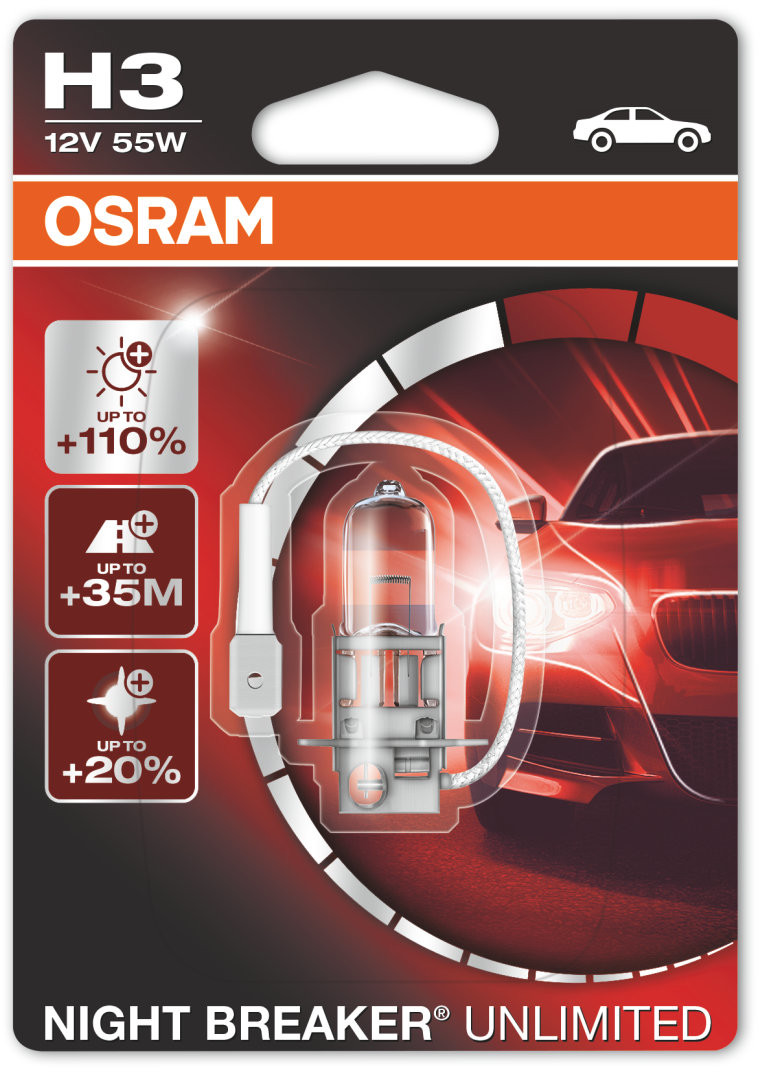 Halogenlampa OSRAM NIGHT BREAKER UNLIMITED 12V H3 55W