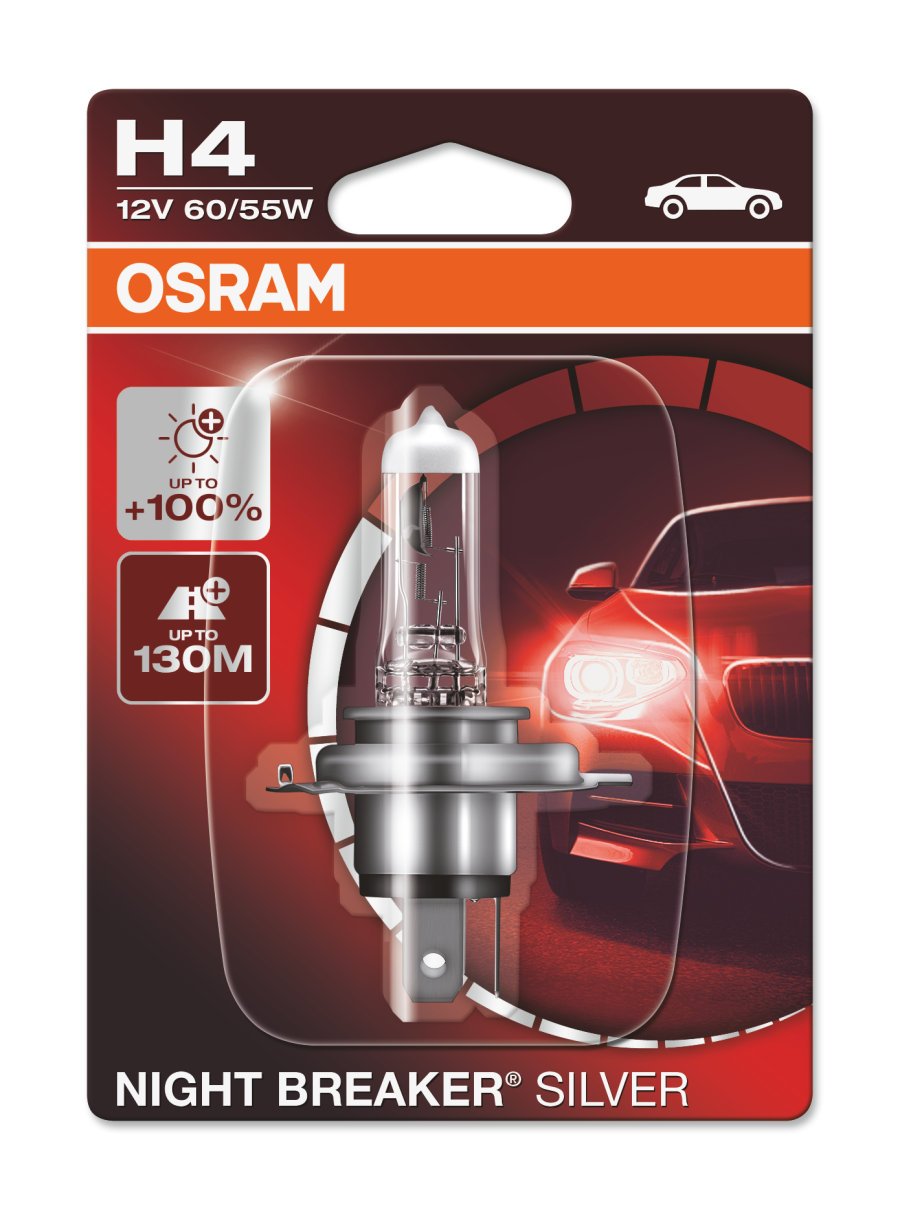 Halogenlampa OSRAM NIGHT BREAKER SILVER H4 60/55 W