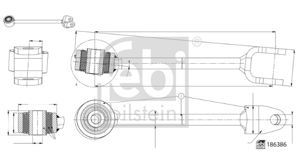 Link/Coupling Rod, stabiliser bar FEBI BILSTEIN 186386