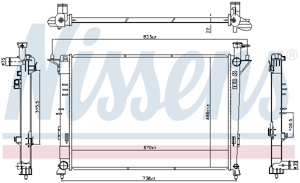Radiator, engine cooling NISSENS 606824