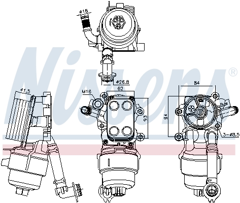 Oil Cooler, engine oil NISSENS 91340