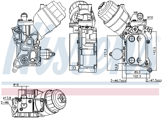 Oil Cooler, engine oil NISSENS 91355