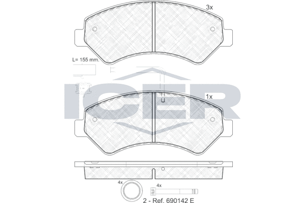 Brake Pad Set, disc brake ICER 141836