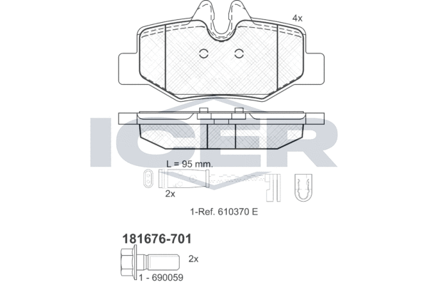 Brake Pad Set, disc brake ICER 181676-701