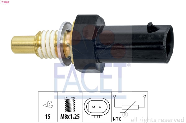 Sensor, coolant temperature FACET 7.3403