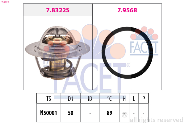 Thermostat, coolant FACET 7.8322