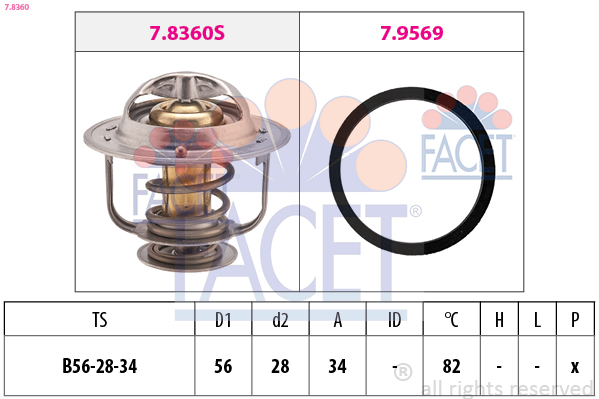 Thermostat, coolant FACET 7.8360