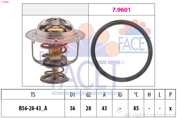 Thermostat, coolant FACET 7.8398