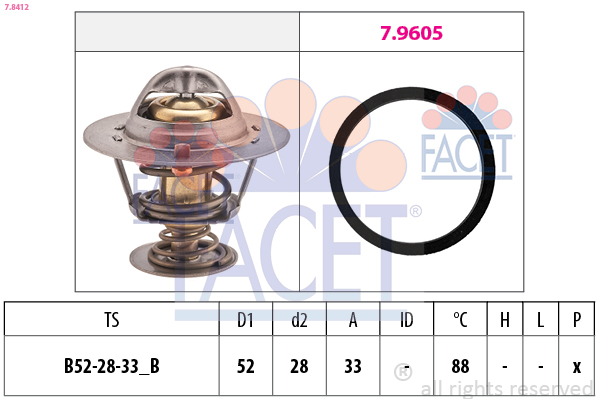 Thermostat, coolant FACET 7.8412