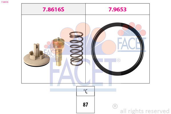 Thermostat, coolant FACET 7.8616