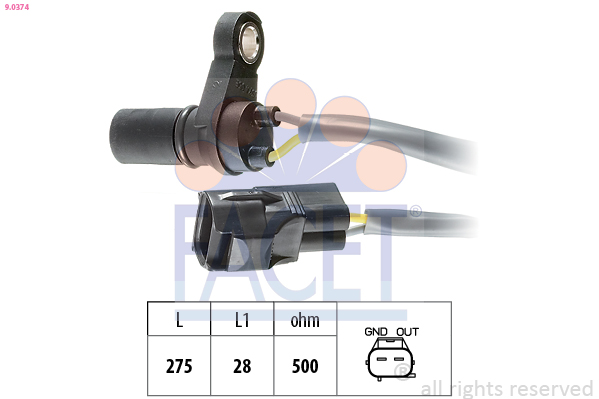 RPM Sensor, automatic transmission FACET 9.0374
