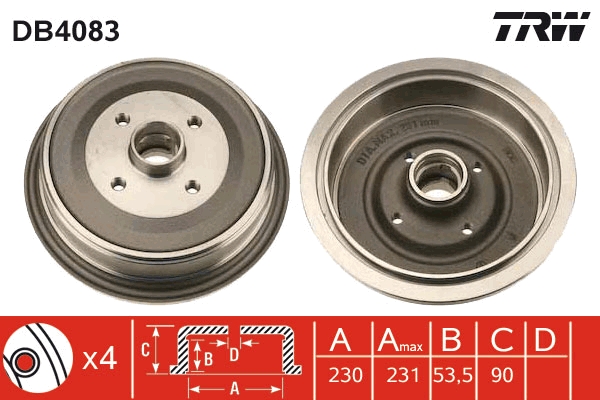 Brake Drum TRW DB4083