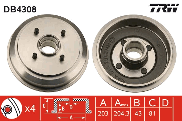 Brake Drum TRW DB4308
