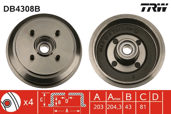 Brake Drum TRW DB4308B