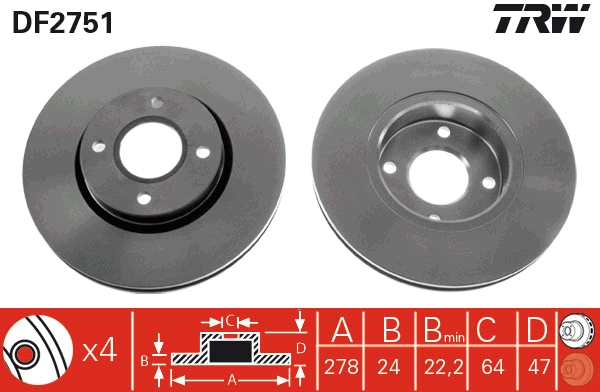 Brake Disc TRW DF2751
