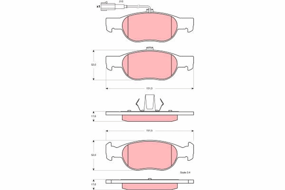 Brake Pad Set, disc brake TRW GDB1564