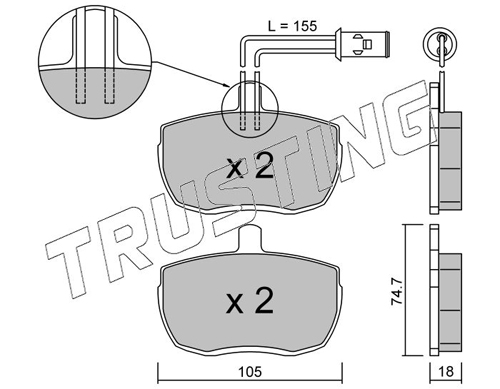 Brake Pad Set, disc brake TRUSTING 018.1