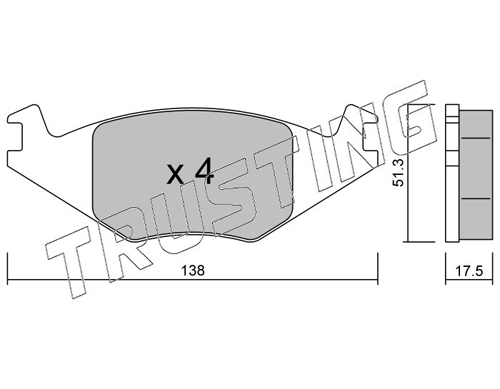 Brake Pad Set, disc brake TRUSTING 049.0
