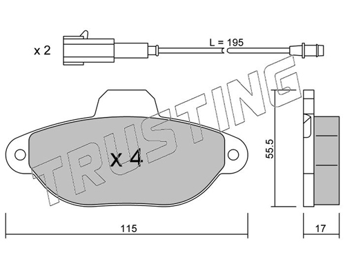 Brake Pad Set, disc brake TRUSTING 162.3