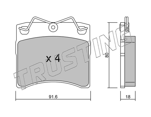 Brake Pad Set, disc brake TRUSTING 166.0