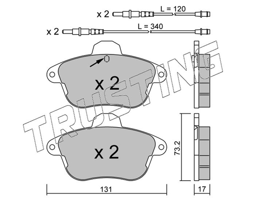 Brake Pad Set, disc brake TRUSTING 191.1