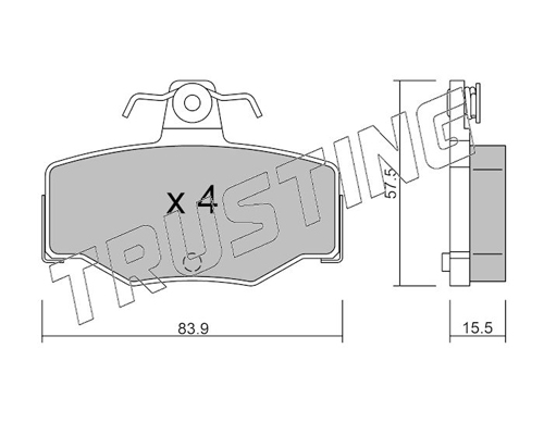 Brake Pad Set, disc brake TRUSTING 207.0