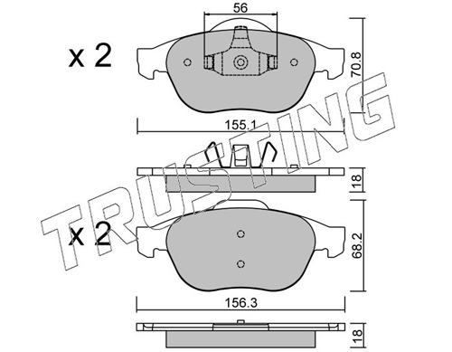 Brake Pad Set, disc brake TRUSTING 345.1