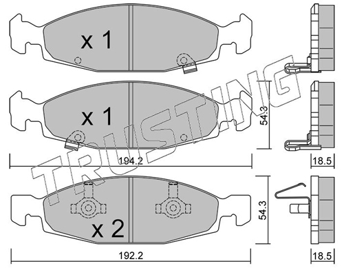 Brake Pad Set, disc brake TRUSTING 541.0