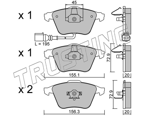 Brake Pad Set, disc brake TRUSTING 565.2