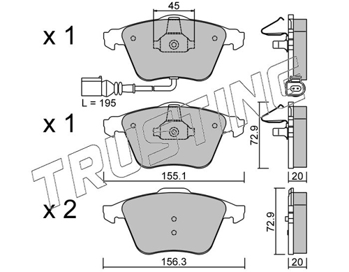 Brake Pad Set, disc brake TRUSTING 565.4