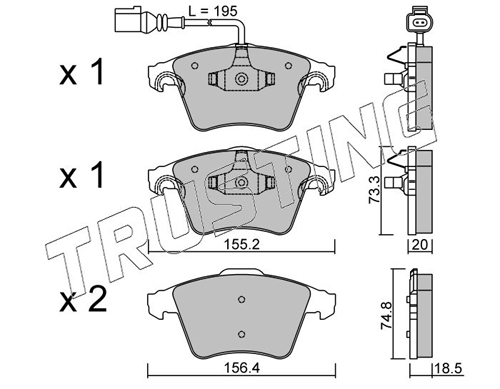 Brake Pad Set, disc brake TRUSTING 568.0