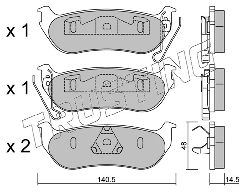 Brake Pad Set, disc brake TRUSTING 643.0