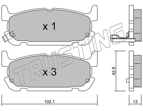 Brake Pad Set, disc brake TRUSTING 750.0