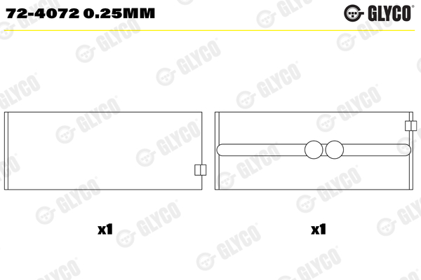 Crankshaft Bearing GLYCO 72-4072 0.25mm