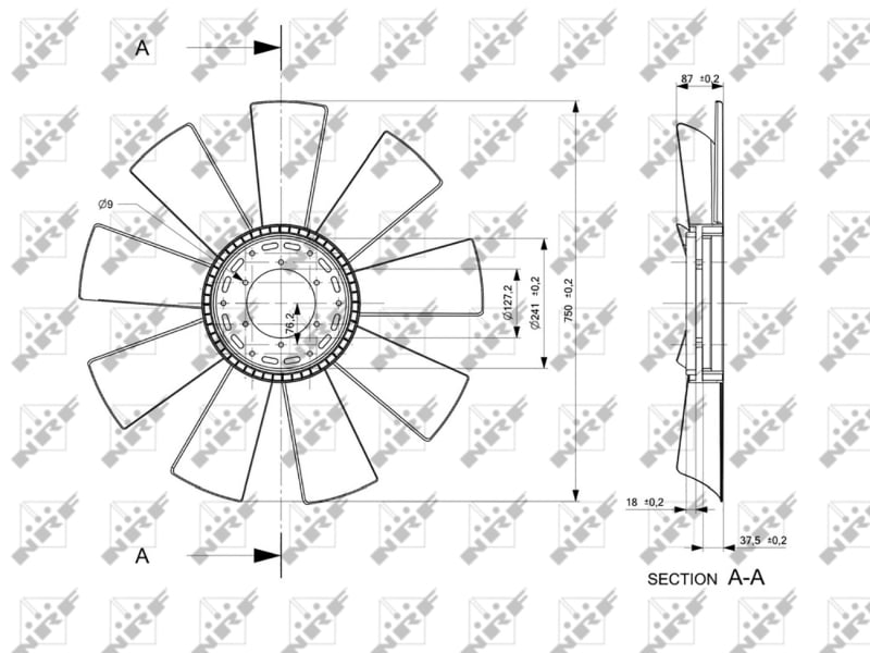 Núcleo ventilador, refr. motor NRF 49854