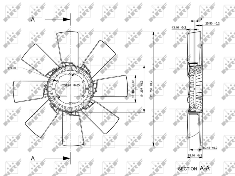 Núcleo ventilador, refr. motor NRF 49859