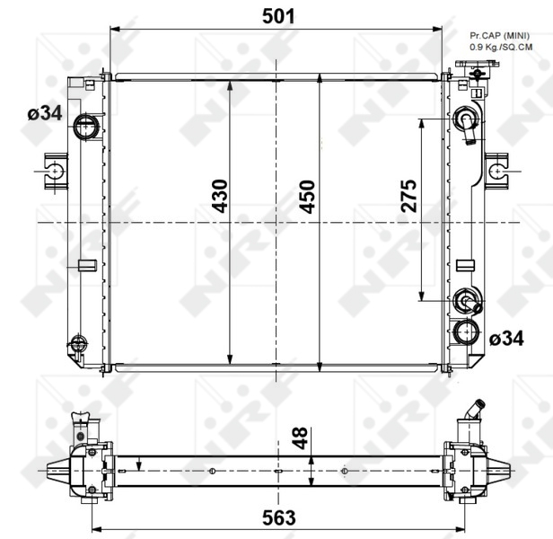 Radiator, engine cooling NRF 52296A