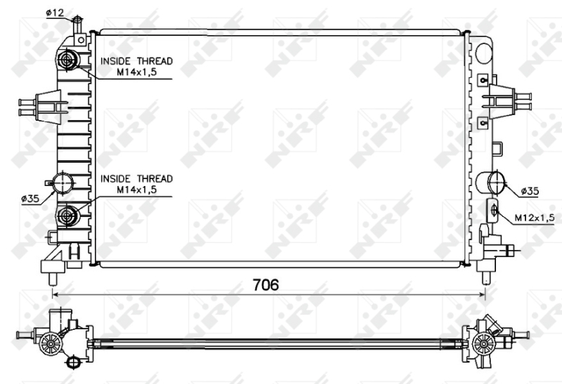 Radiador, ón del motor NRF 53144