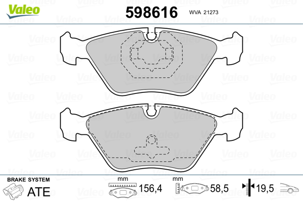 Brake Pad Set, disc brake VALEO 598616