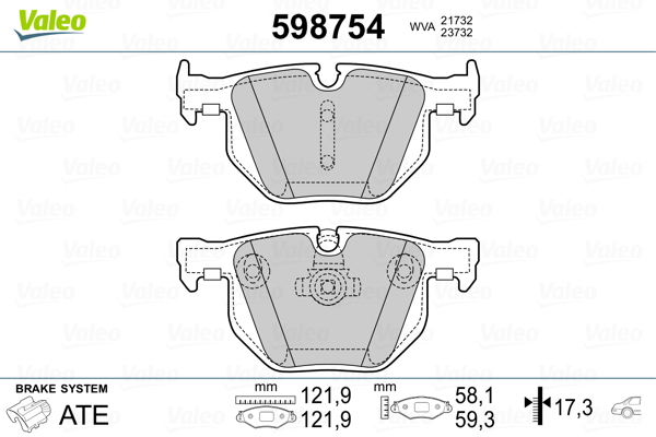 Brake Pad Set, disc brake VALEO 598754