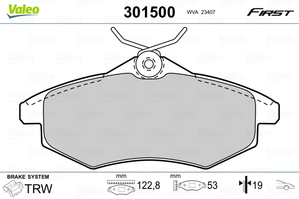 Brake Pad Set, disc brake VALEO 301500