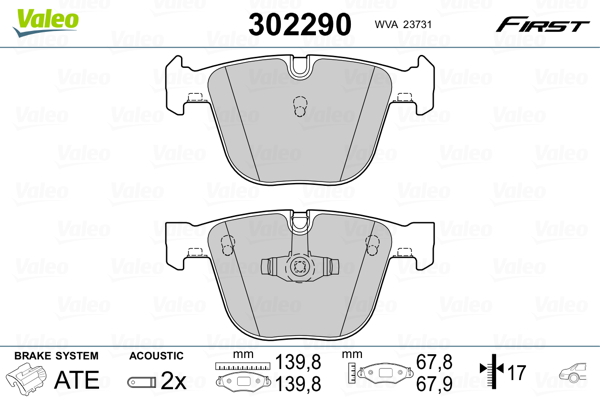 Brake Pad Set, disc brake VALEO 302290
