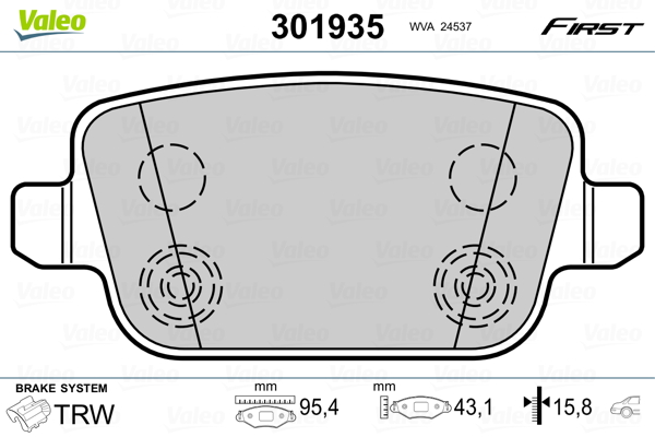 Brake Pad Set, disc brake VALEO 301935
