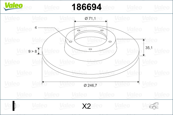 Brake Disc VALEO 186694